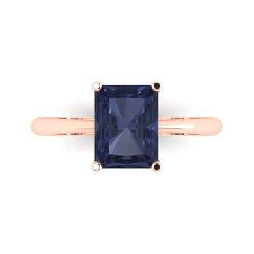 Solitaire Engagement Ring for Women - 2.5ct Simulated Blue Sapphire in 18K Rose Gold Promise Ring