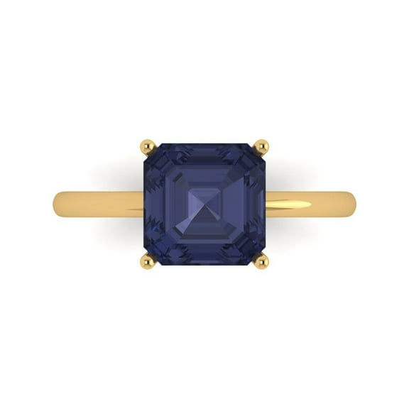 Solitaire Engagement Ring for Women - 2.5ct Simulated Blue Sapphire in 18K Yellow Gold Promise Ring