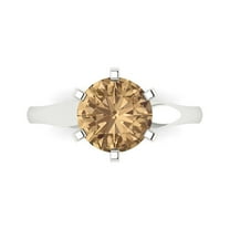 Solitaire Engagement Ring for Women - 2.5ct Simulated Champagne Diamond in 18K White Gold Promise Ring