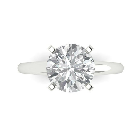 Solitaire Engagement Ring for Women - 2.5ct Simulated Diamond in 14K White Gold Promise Ring