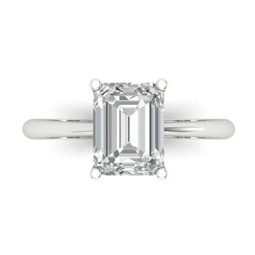 Solitaire Engagement Ring for Women - 2.5ct Simulated Diamond in 14K White Gold Promise Ring
