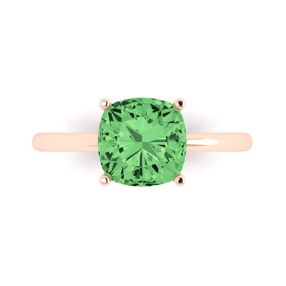Solitaire Engagement Ring for Women - 2.5ct Simulated Green Diamond in 14K Rose Gold Promise Ring
