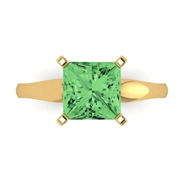 Solitaire Engagement Ring for Women - 2.5ct Simulated Green Diamond in 14K Yellow Gold Promise Ring