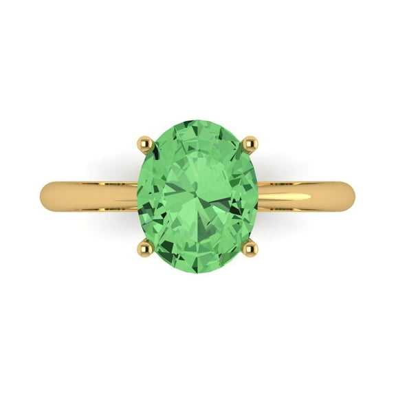 Solitaire Engagement Ring for Women - 2.5ct Simulated Green Diamond in 18K Yellow Gold Promise Ring
