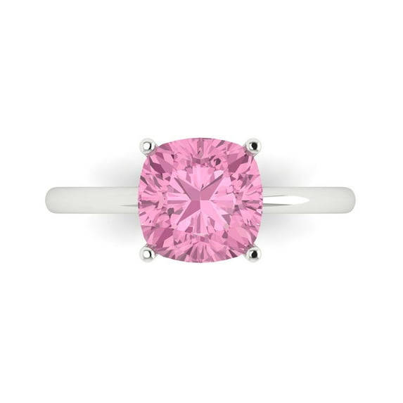 Solitaire Engagement Ring for Women - 2.5ct Simulated Pink Diamond in 14K White Gold Promise Ring