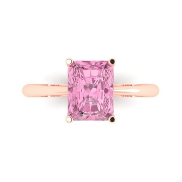Solitaire Engagement Ring for Women - 2.5ct Simulated Pink Diamond in 18K Rose Gold Promise Ring