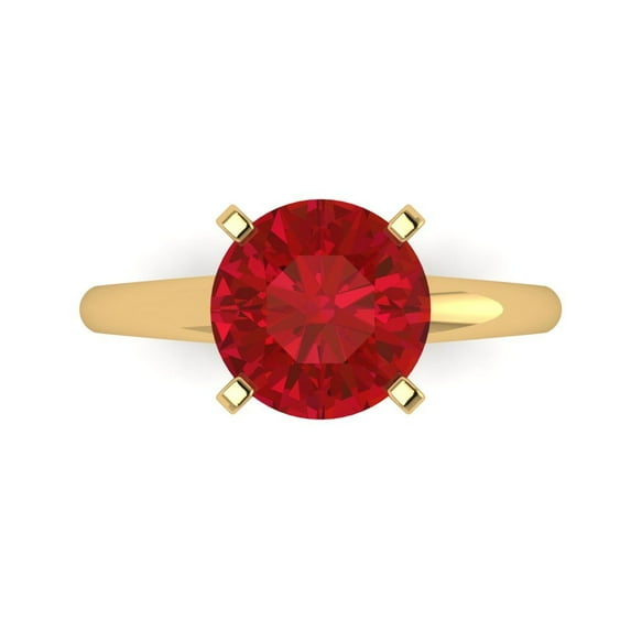 Solitaire Engagement Ring for Women - 2.5ct Simulated Pink Tourmaline in 14K Yellow Gold Promise Ring