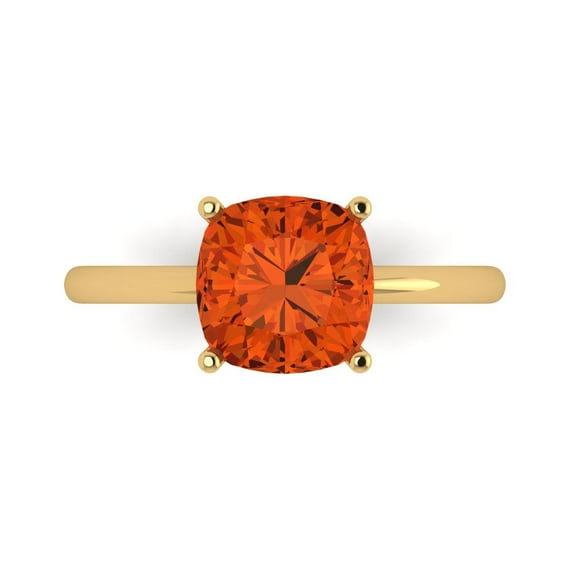 Solitaire Engagement Ring for Women - 2.5ct Simulated Red Diamond in 14K Yellow Gold Promise Ring