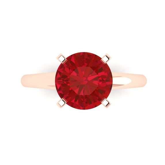Solitaire Engagement Ring for Women - 2.5ct Simulated Ruby in 14K Rose Gold Promise Ring