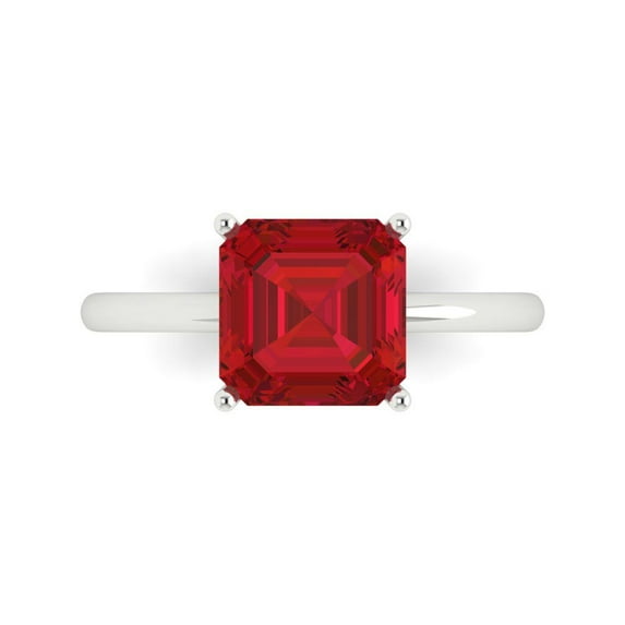 Solitaire Engagement Ring for Women - 2.5ct Simulated Ruby in 18K White Gold Promise Ring
