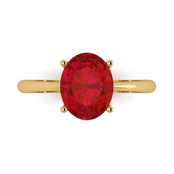 Solitaire Engagement Ring for Women - 2.5ct Simulated Ruby in 18K Yellow Gold Promise Ring