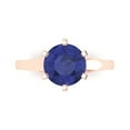 thumbnail image 1 of Solitaire Engagement Ring for Women - 2.5ct Simulated Tanzanite in 14K Rose Gold Promise Ring, 1 of 6