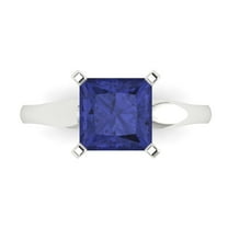 Solitaire Engagement Ring for Women - 2.5ct Simulated Tanzanite in 18K White Gold Promise Ring