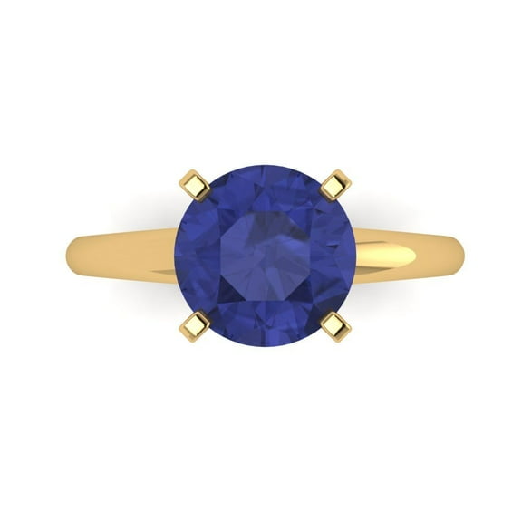 Solitaire Engagement Ring for Women - 2.5ct Simulated Tanzanite in 18K Yellow Gold Promise Ring