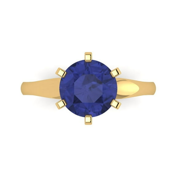 Solitaire Engagement Ring for Women - 2.5ct Simulated Tanzanite in 18K Yellow Gold Promise Ring