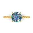thumbnail image 1 of Solitaire Engagement Ring for Women - 2ct Blue Moissanite in 14K Yellow Gold Promise Ring, 1 of 6