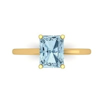 Solitaire Engagement Ring for Women - 2ct Natural Aquamarine in 18K Yellow Gold Promise Ring