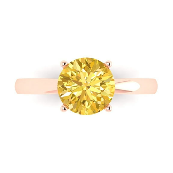 Solitaire Engagement Ring for Women - 2ct Natural Citrine in 14K Rose Gold Promise Ring