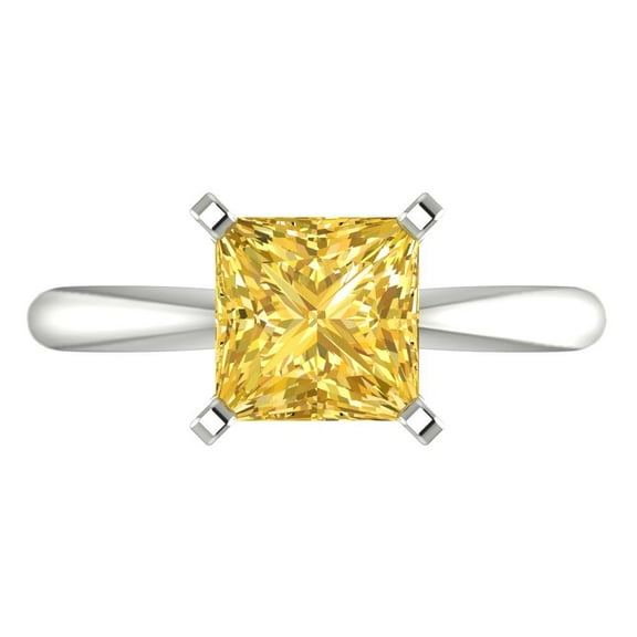Solitaire Engagement Ring for Women - 2ct Natural Citrine in 14K White Gold Promise Ring