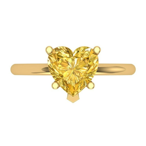 Solitaire Engagement Ring for Women - 2ct Natural Citrine in 14K Yellow Gold Promise Ring