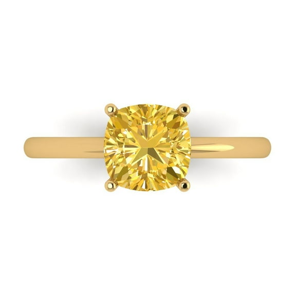 Solitaire Engagement Ring for Women - 2ct Natural Citrine in 14K Yellow Gold Promise Ring