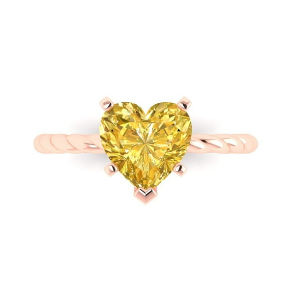 Solitaire Engagement Ring for Women - 2ct Natural Citrine in 18K Rose Gold Promise Ring