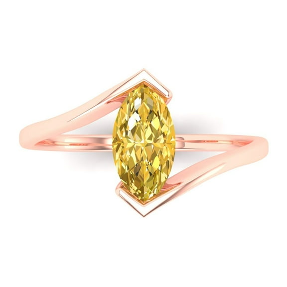 Solitaire Engagement Ring for Women - 2ct Natural Citrine in 18K Rose Gold Promise Ring