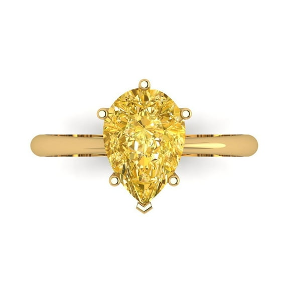 Solitaire Engagement Ring for Women - 2ct Natural Citrine in 18K Yellow Gold Promise Ring