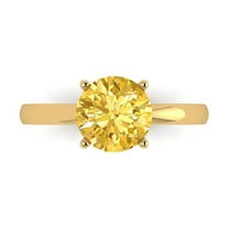 Solitaire Engagement Ring for Women - 2ct Natural Citrine in 18K Yellow Gold Promise Ring