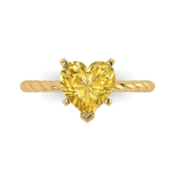 Solitaire Engagement Ring for Women - 2ct Natural Citrine in 18K Yellow Gold Promise Ring