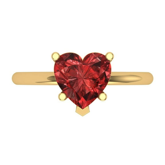 Solitaire Engagement Ring for Women - 2ct Natural Garnet in 14K Yellow Gold Promise Ring