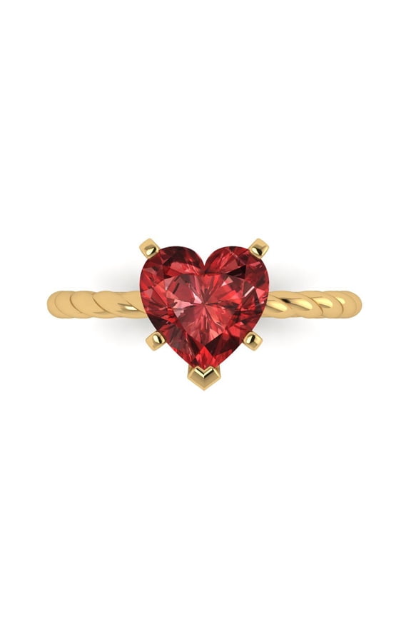 Solitaire Engagement Ring for Women - 2ct Natural Garnet in 14K Yellow Gold Promise Ring
