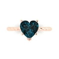 thumbnail image 1 of Solitaire Engagement Ring for Women - 2ct Natural London Blue Topaz in 14K Rose Gold Promise Ring, 1 of 8