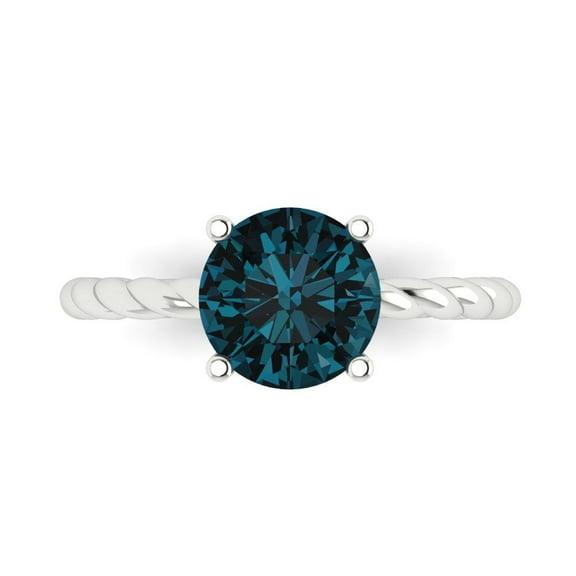 Solitaire Engagement Ring for Women - 2ct Natural London Blue Topaz in 14K White Gold Promise Ring