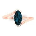 thumbnail image 1 of Solitaire Engagement Ring for Women - 2ct Natural London Blue Topaz in 18K Rose Gold Promise Ring, 1 of 6