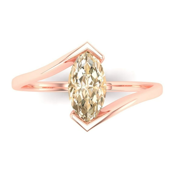 Solitaire Engagement Ring for Women - 2ct Natural Morganite in 14K Rose Gold Promise Ring