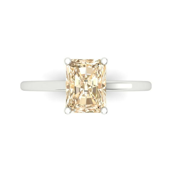 Solitaire Engagement Ring for Women - 2ct Natural Morganite in 14K White Gold Promise Ring