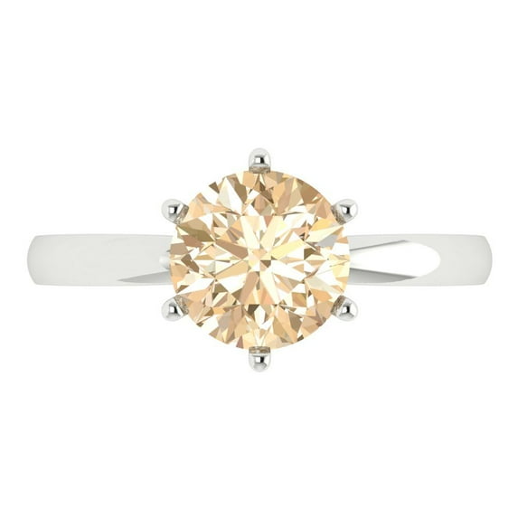 Solitaire Engagement Ring for Women - 2ct Natural Morganite in 14K White Gold Promise Ring