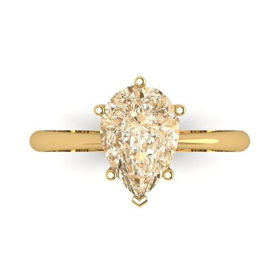 Solitaire Engagement Ring for Women - 2ct Natural Morganite in 18K Yellow Gold Promise Ring