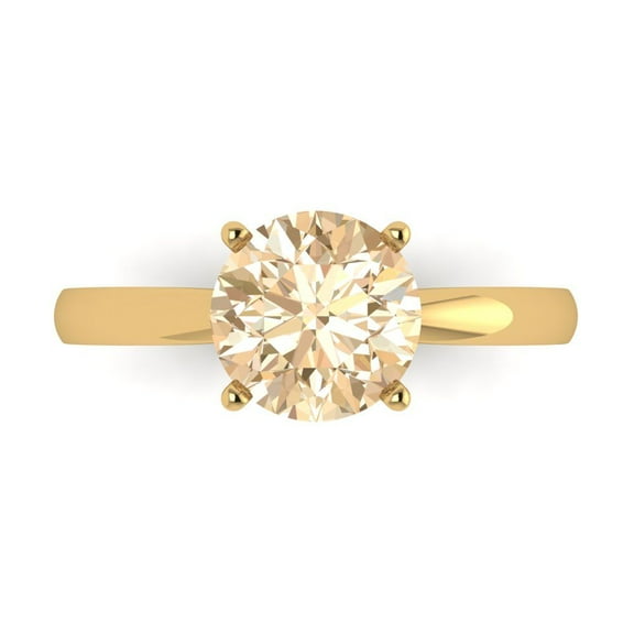 Solitaire Engagement Ring for Women - 2ct Natural Morganite in 18K Yellow Gold Promise Ring