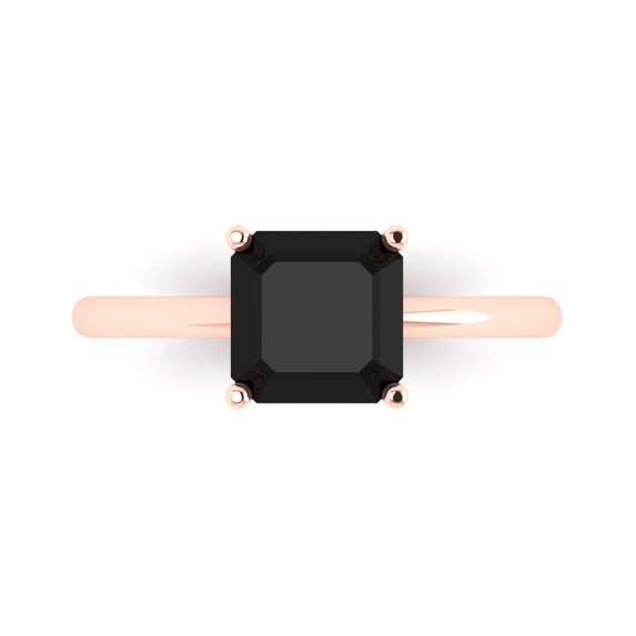 Solitaire Engagement Ring for Women - 2ct Natural Onyx in 14K Rose Gold Promise Ring