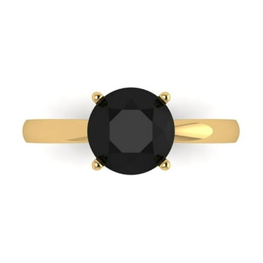 Solitaire Engagement Ring for Women - 2ct Natural Onyx in 14K Yellow Gold Promise Ring