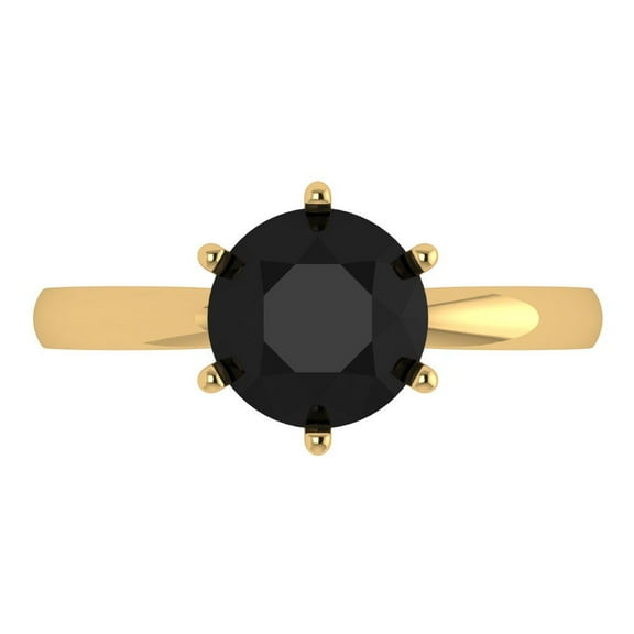 Solitaire Engagement Ring for Women - 2ct Natural Onyx in 14K Yellow Gold Promise Ring