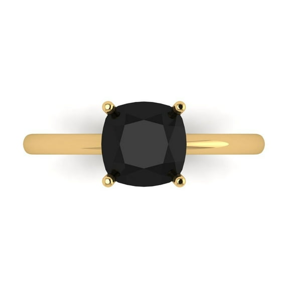 Solitaire Engagement Ring for Women - 2ct Natural Onyx in 18K Yellow Gold Promise Ring