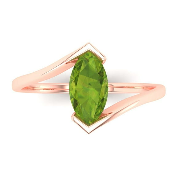 Solitaire Engagement Ring for Women - 2ct Natural Peridot in 14K Rose Gold Promise Ring