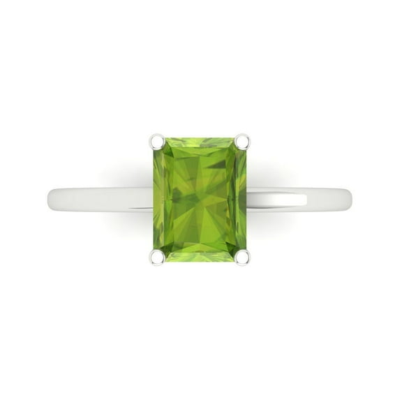 Solitaire Engagement Ring for Women - 2ct Natural Peridot in 14K White Gold Promise Ring