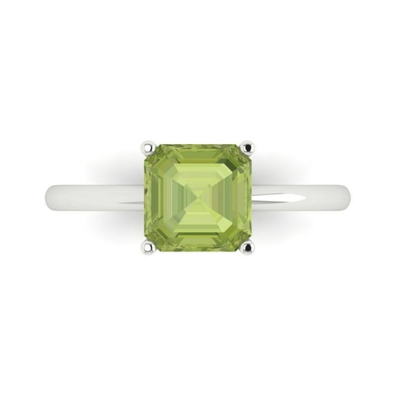 Solitaire Engagement Ring for Women - 2ct Natural Peridot in 14K White Gold Promise Ring