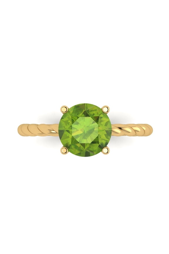 Solitaire Engagement Ring for Women - 2ct Natural Peridot in 14K Yellow Gold Promise Ring