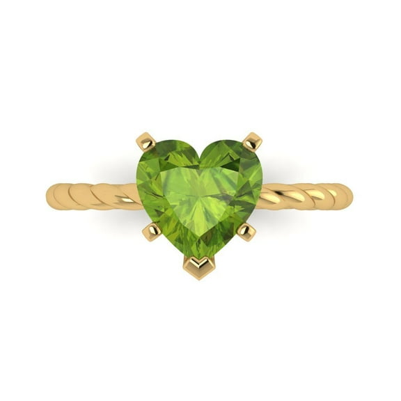 Solitaire Engagement Ring for Women - 2ct Natural Peridot in 14K Yellow Gold Promise Ring