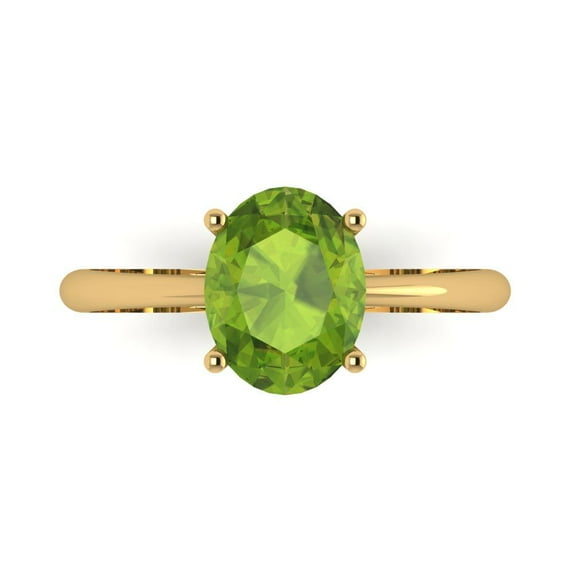 Solitaire Engagement Ring for Women - 2ct Natural Peridot in 18K Yellow Gold Promise Ring
